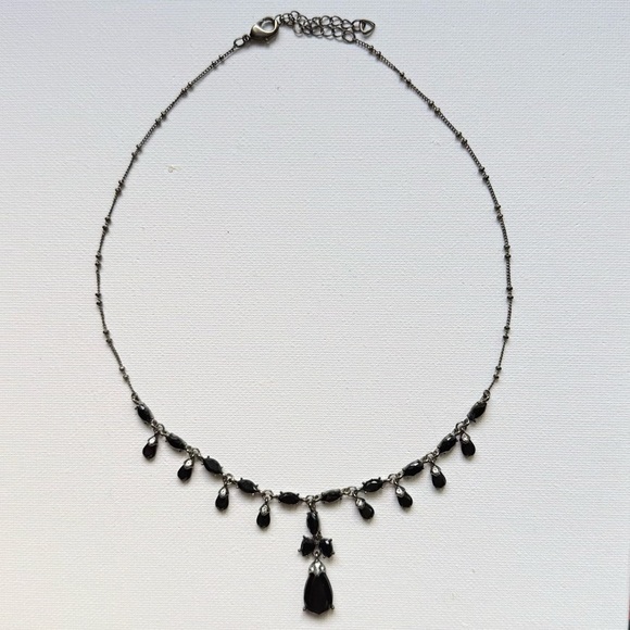 Jewelry - Black Teardrop Crystal Statement Necklace – Adjustable 16-18”